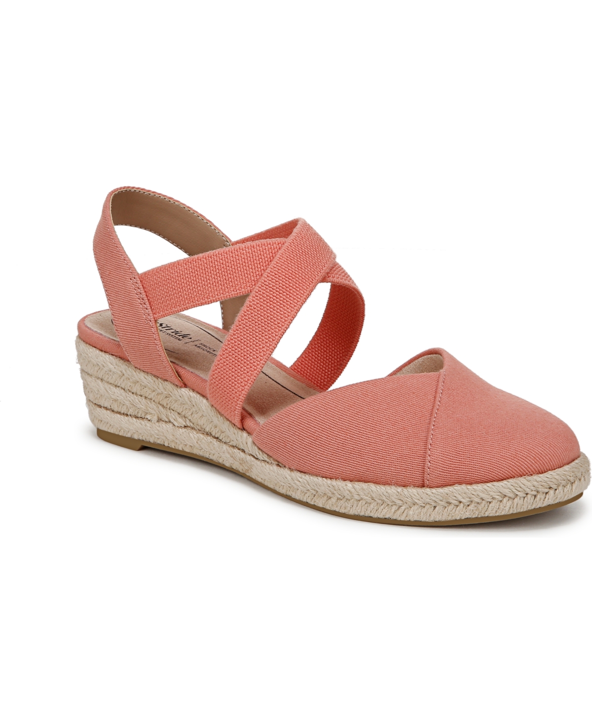 LifeStride Women's Kimball Wedge Espadrilles - Coral Pink Canvas Fabric