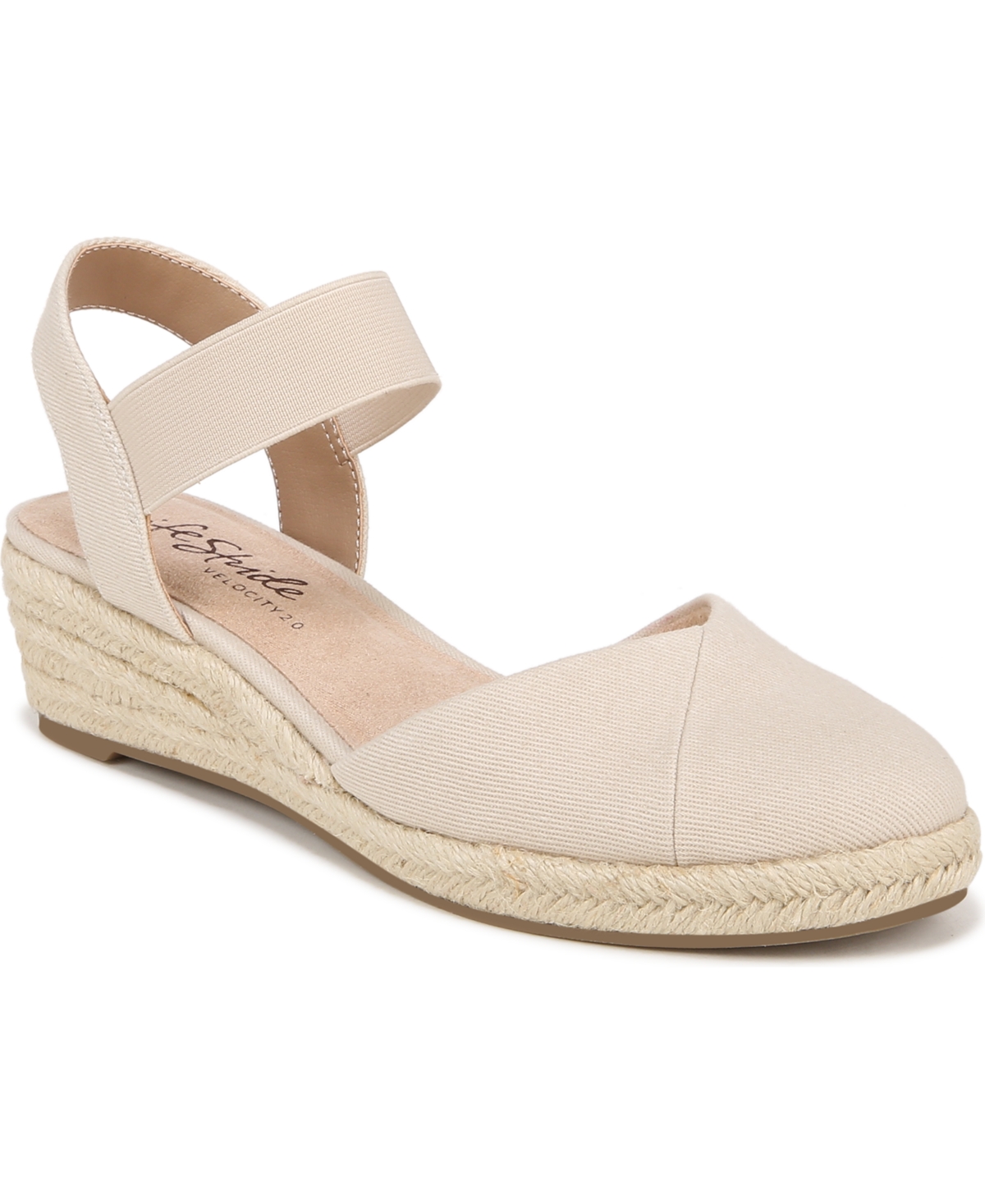 LifeStride Women's Kimmie Wedge Espadrilles - Beige Canvas