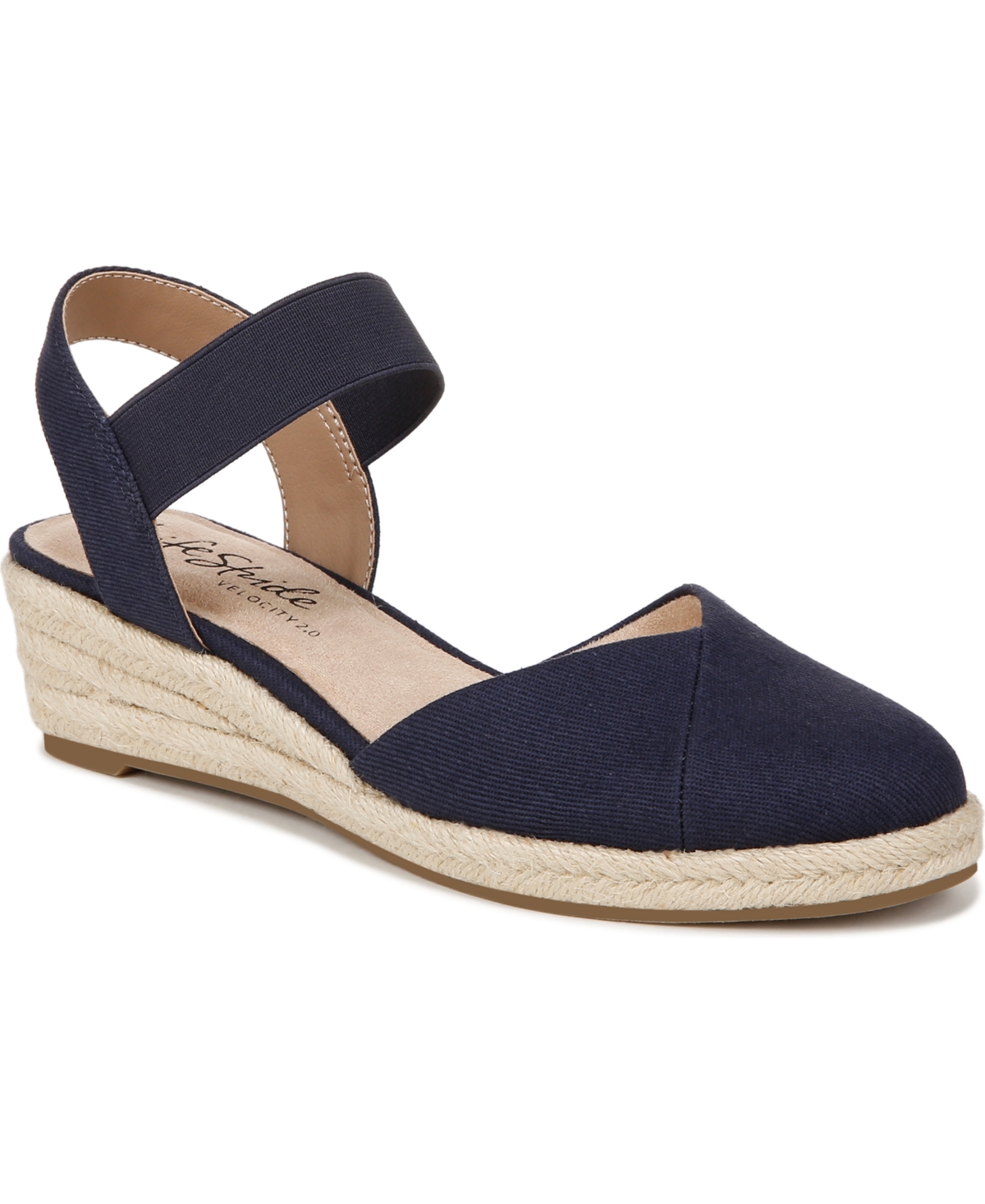 LifeStride Women's Kimmie Wedge Espadrilles - Lux Navy Canvas