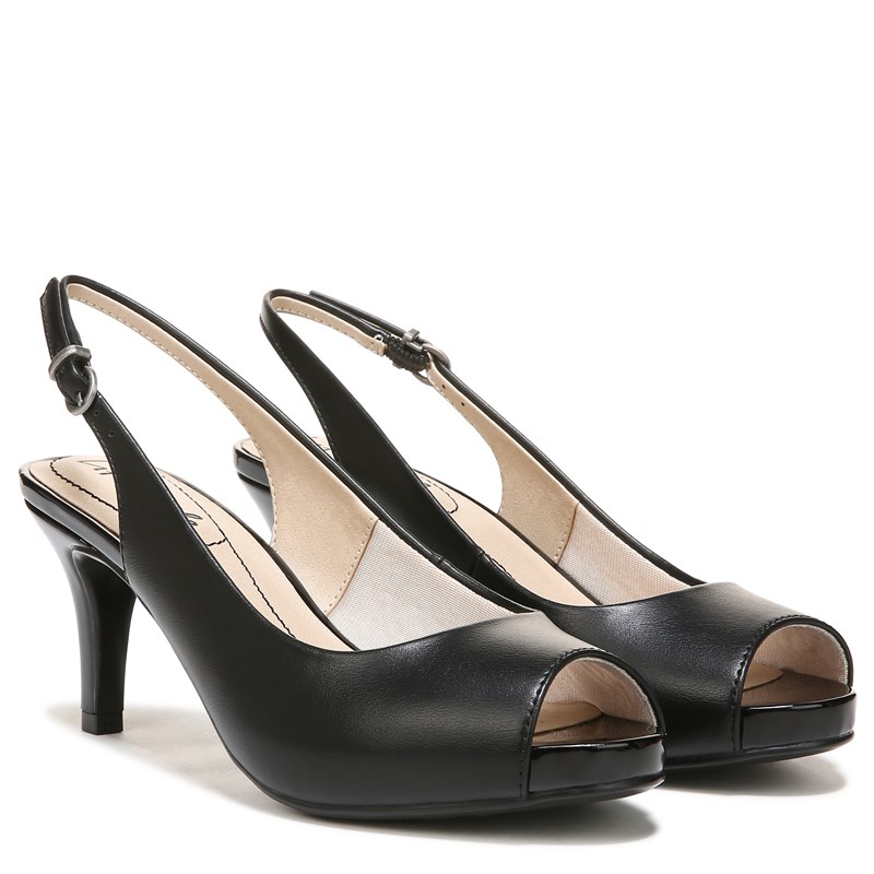 Lifestride Women's Teller Peep Toe Pump Shoes (Black) - Size 10.0 M