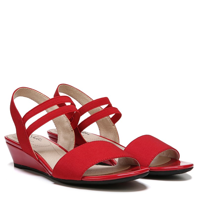 Lifestride Women's Yolo Wedge Sandals (Red Fabric) - Size 10.0 M