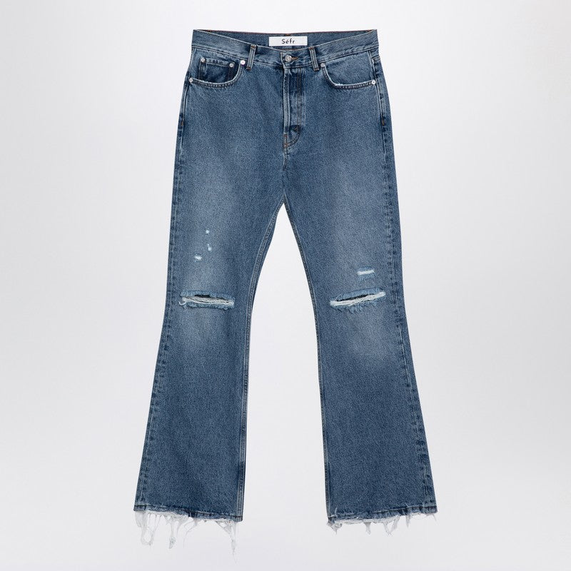 Light Blue Denim Jeans With Rips