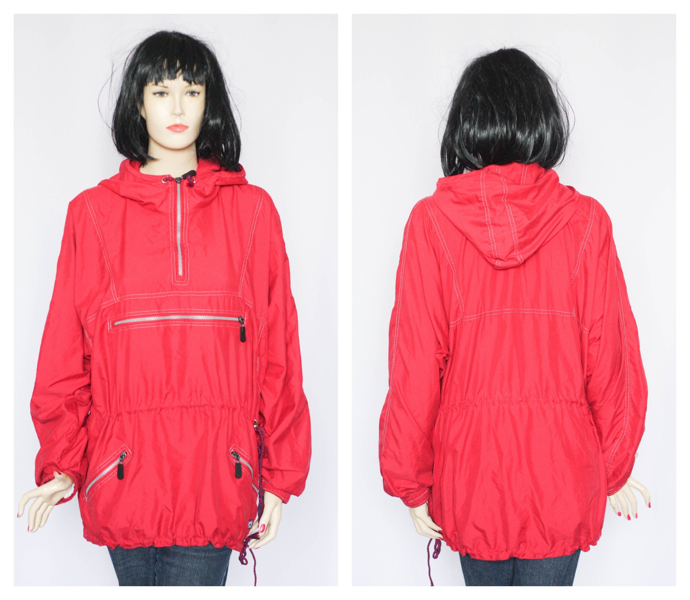 Lightweight Red Jacket Vintage Windbreaker Breathable Sport Autumn Coat Raincoat Wear Spring Clothing Womens 90S