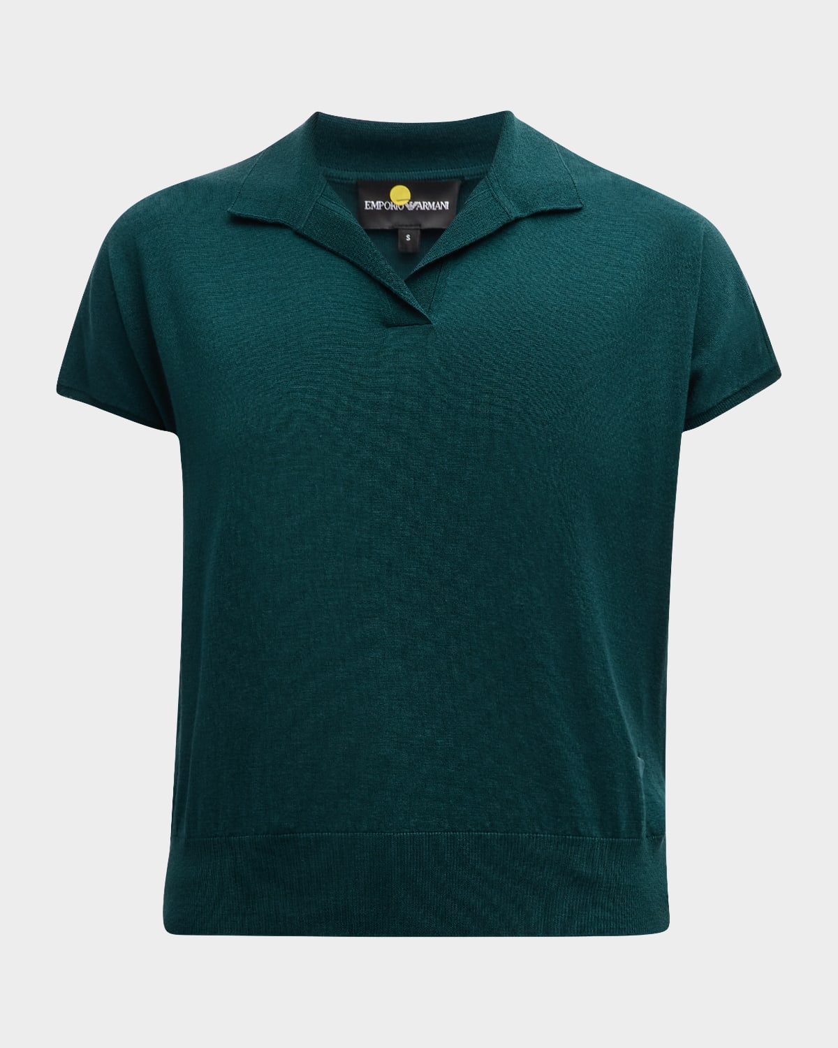 Lightweight Wool-Silk Knit Polo Top