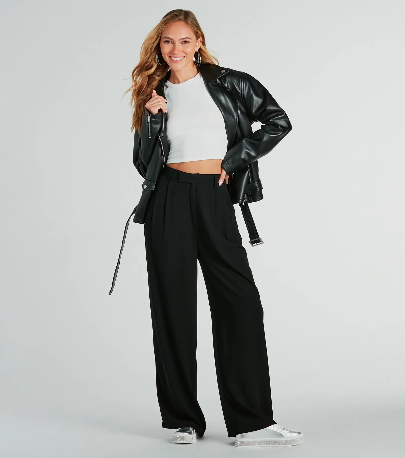 Like Clockwork High-Rise Wide-Leg Trouser Pants