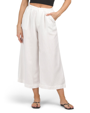 Linen Blend Calvin Cropped Trousers for Women | Rayon/Cotton