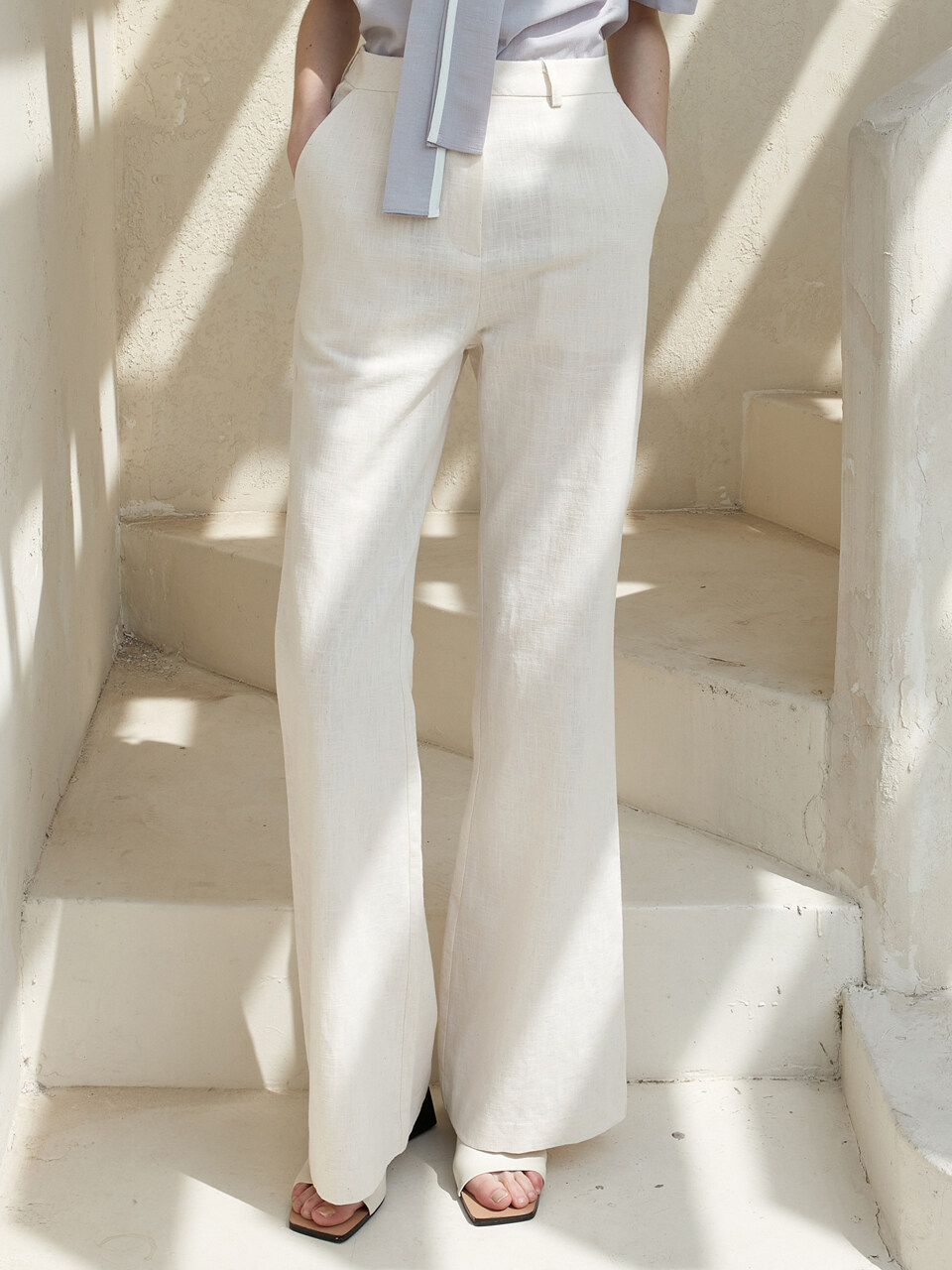 Linen Bootcut Pants