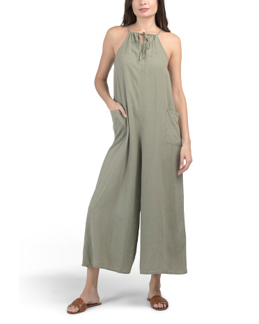 Linen Halter Neck Jumpsuit for Women | Cotton/Viscose