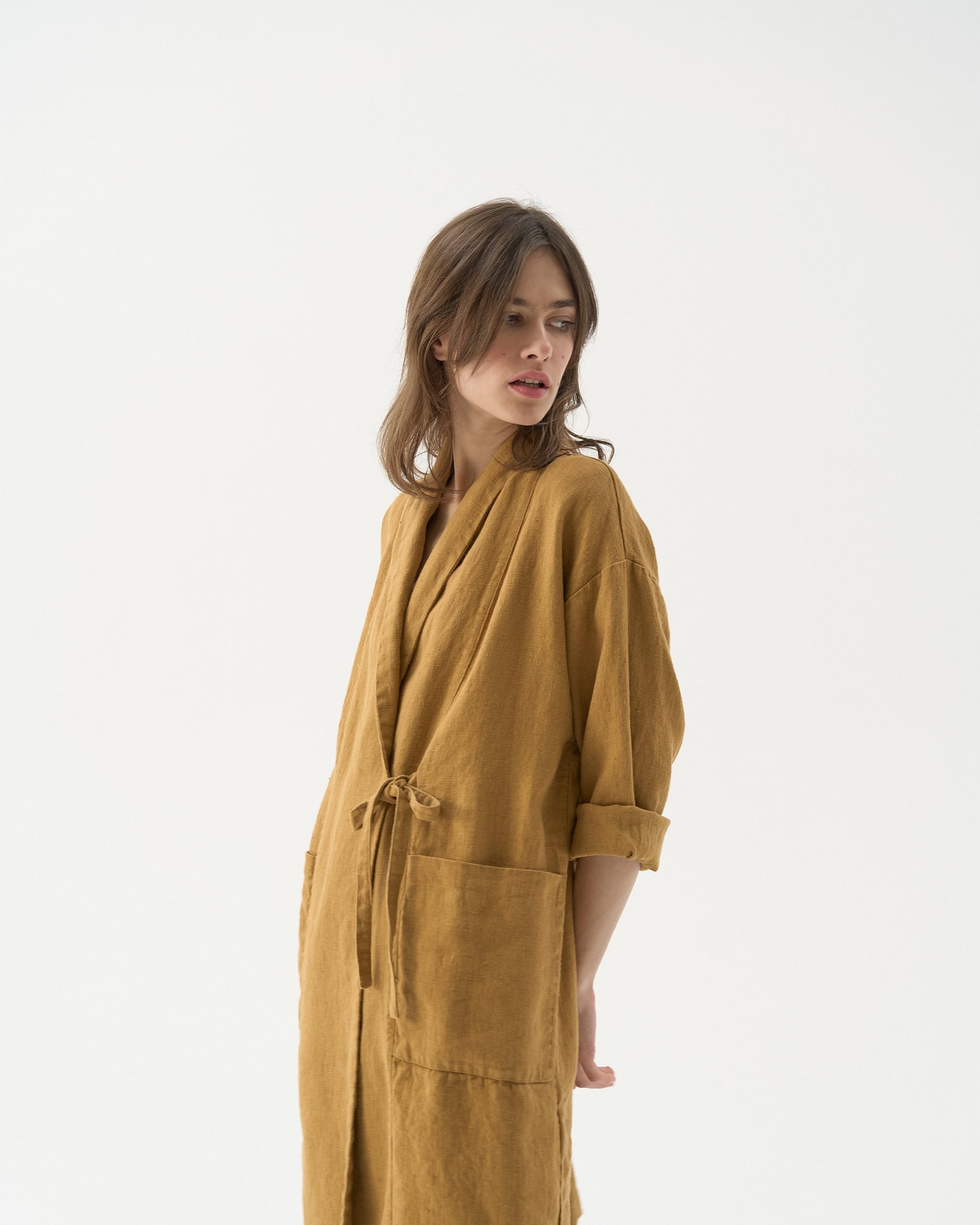 Linen Kimono Jacket, Linen Jacket Women, Duster, Heavy Robe, Coat, Coat Lotus