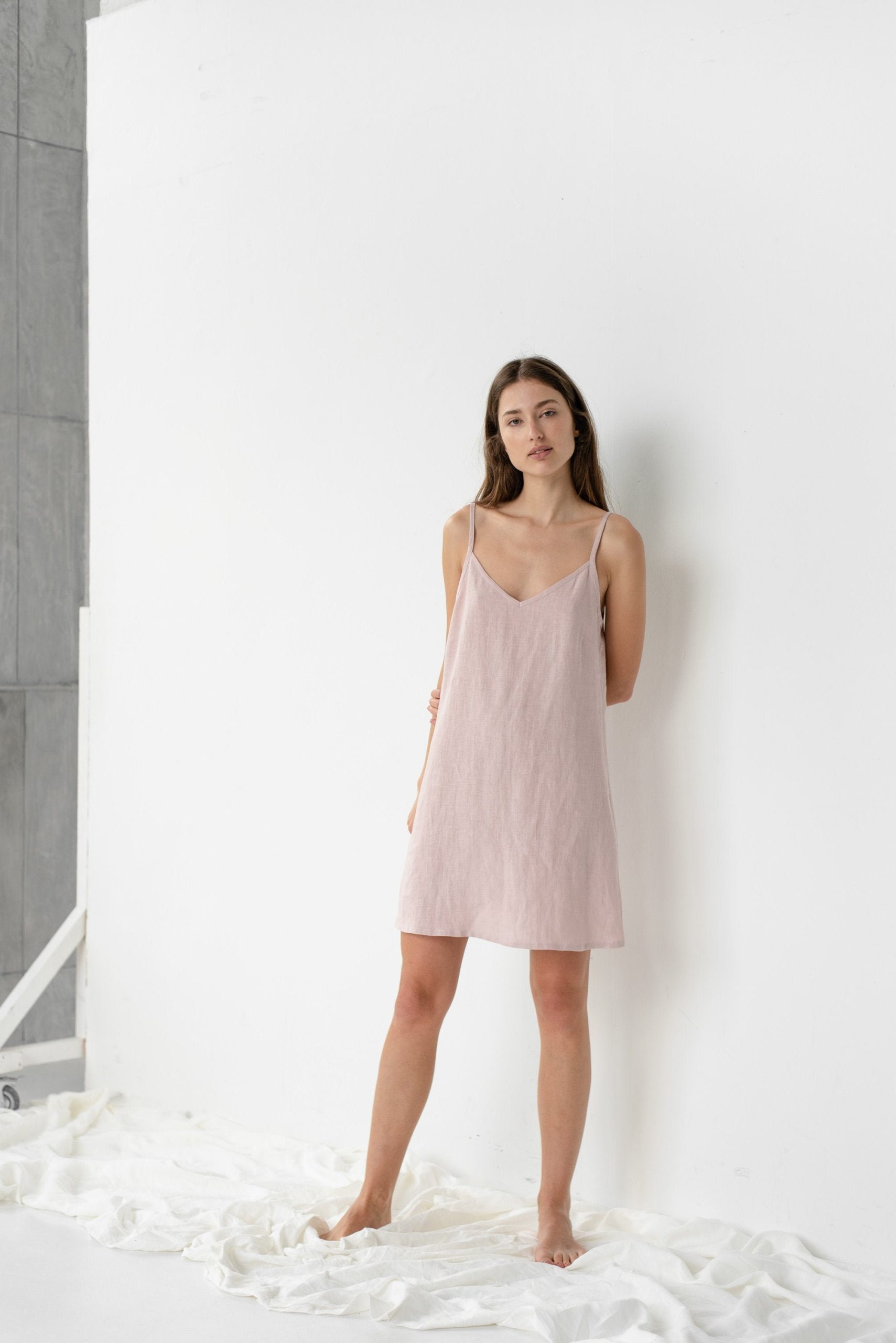 Linen Slip Dress - For Women Nightie Women Camisole Strap Midi Summer Tilda Cami