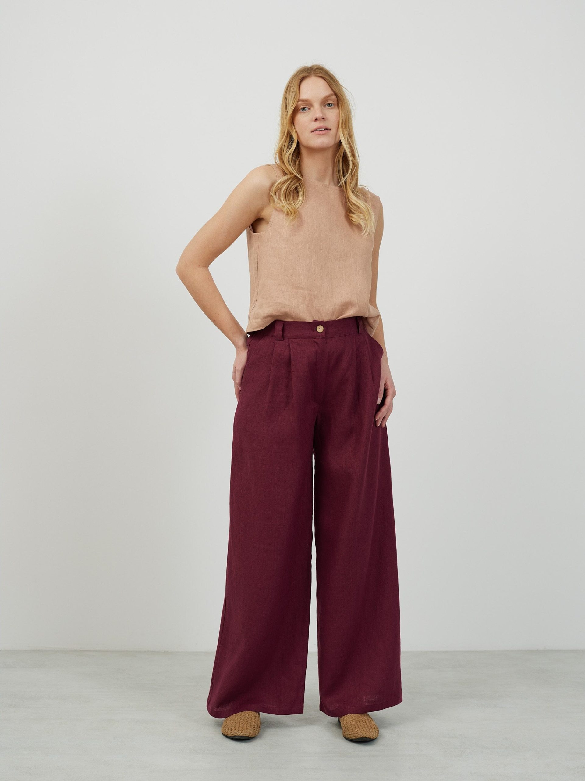 Linen Tailored Pants Asher/Wide Leg Trousers