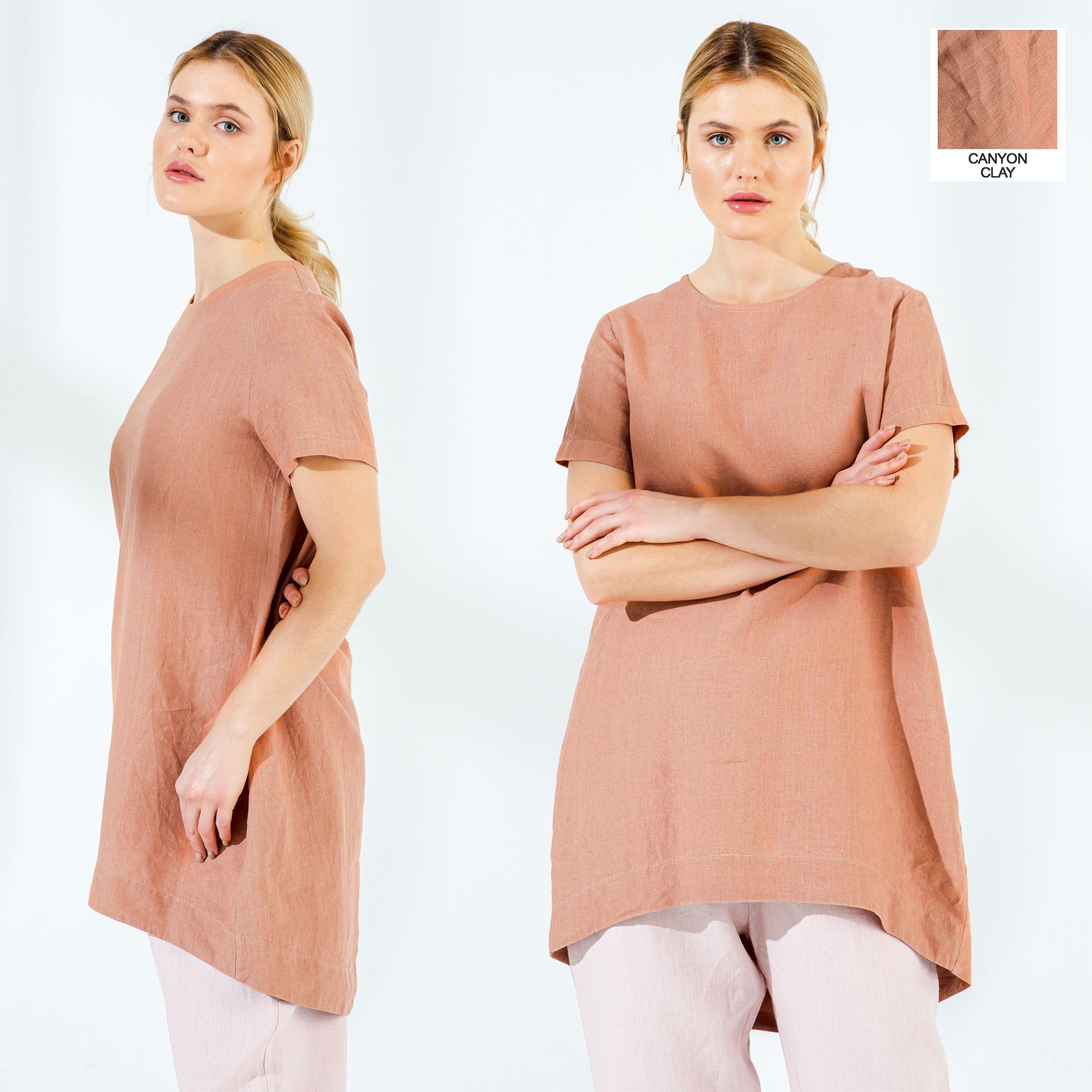 Linen Tunic Dress | Top Shirt Viking Tops Clothing Asymmetrical Mothers Day Gift