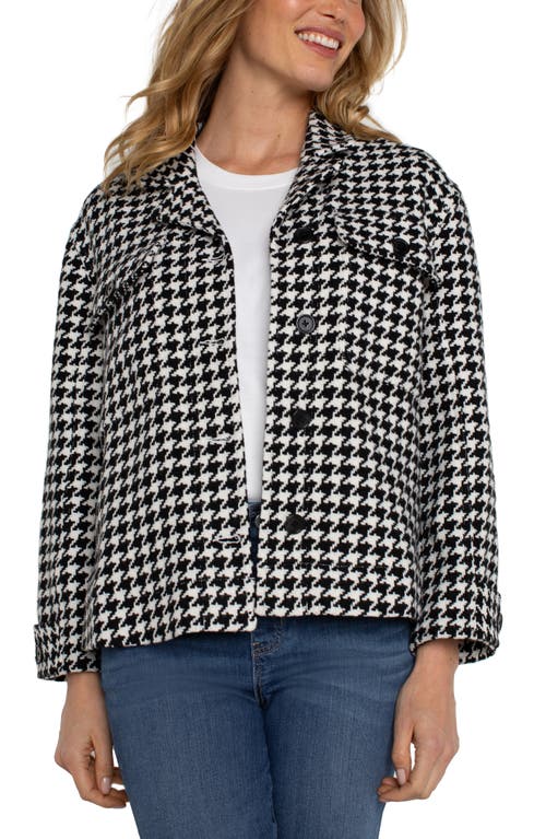 Liverpool Los Angeles Houndstooth Check Crop Shacket in Black White Houndstooth at Nordstrom, Size X-Small