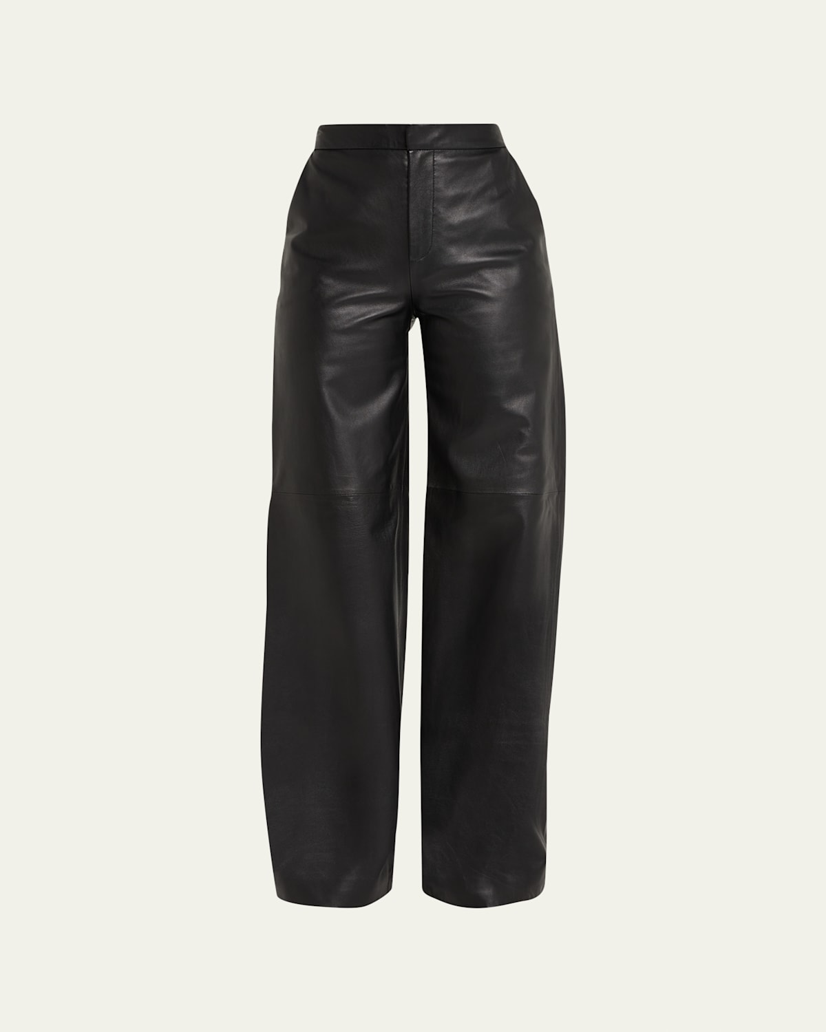 Livvy Mid-Rise Straight-Leg Leather Trousers