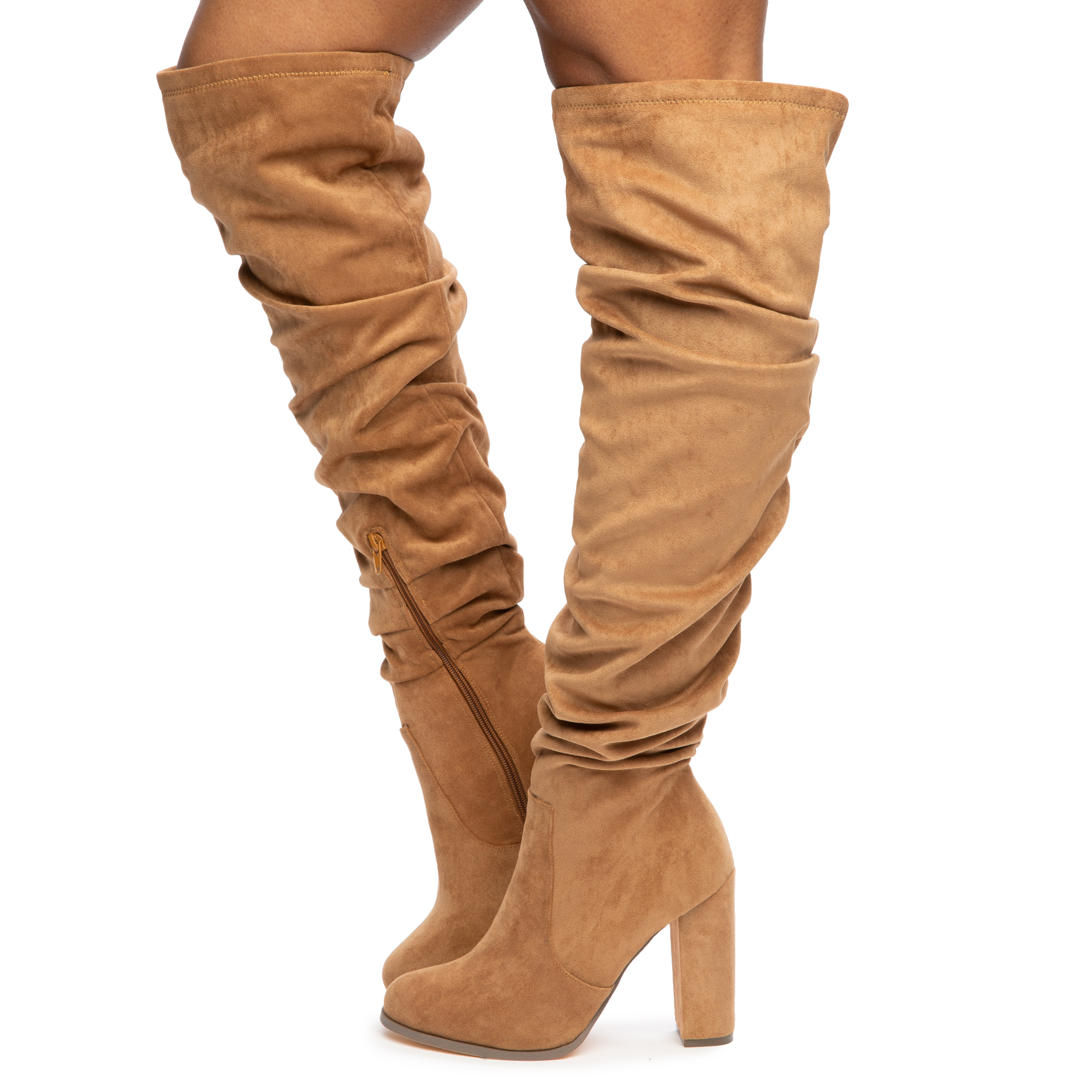 Liya-1 Slouchy Heel Boots Tan