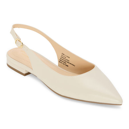 Liz Claiborne Womens Sheba Pointed Toe Ballet Flats, 7 1/2 Wide, White