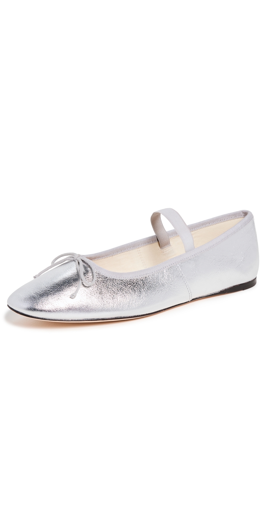 Loeffler Randall Leonie Soft Ballet Flats Silver 6.5