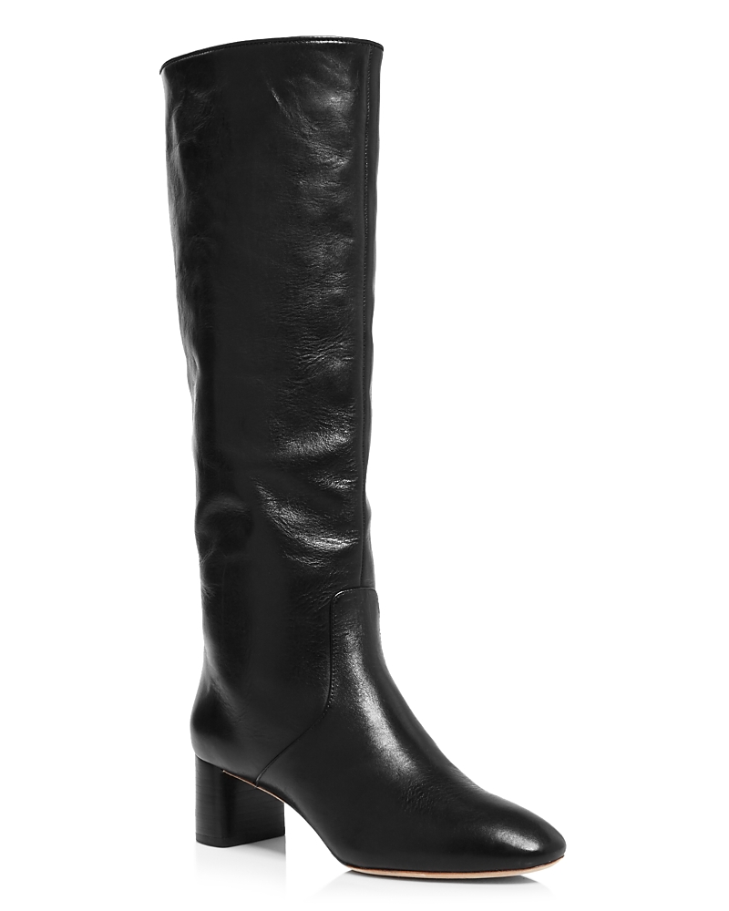 Loeffler Randall Women's Gia Pointed Toe Knee-High Leather Mid-Heel Boots