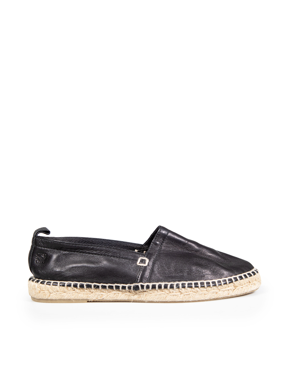 Loewe Black Leather Anagram Espadrilles