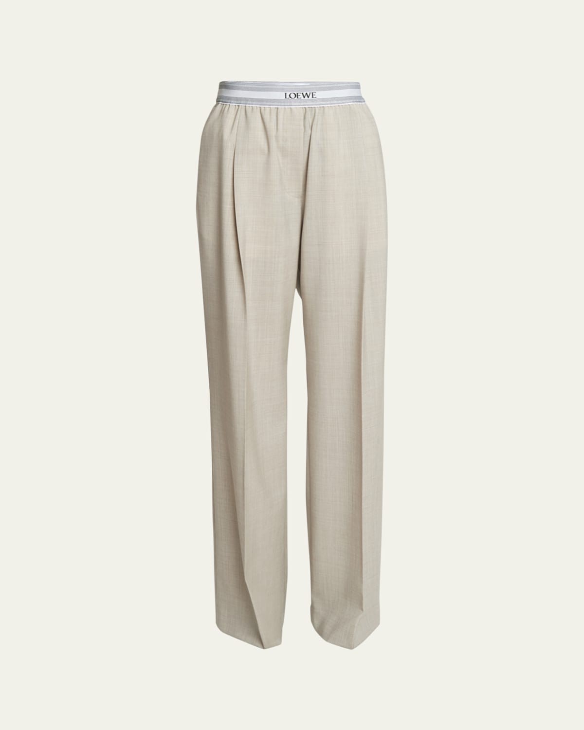 Logo Waistband Wide-Leg Trousers