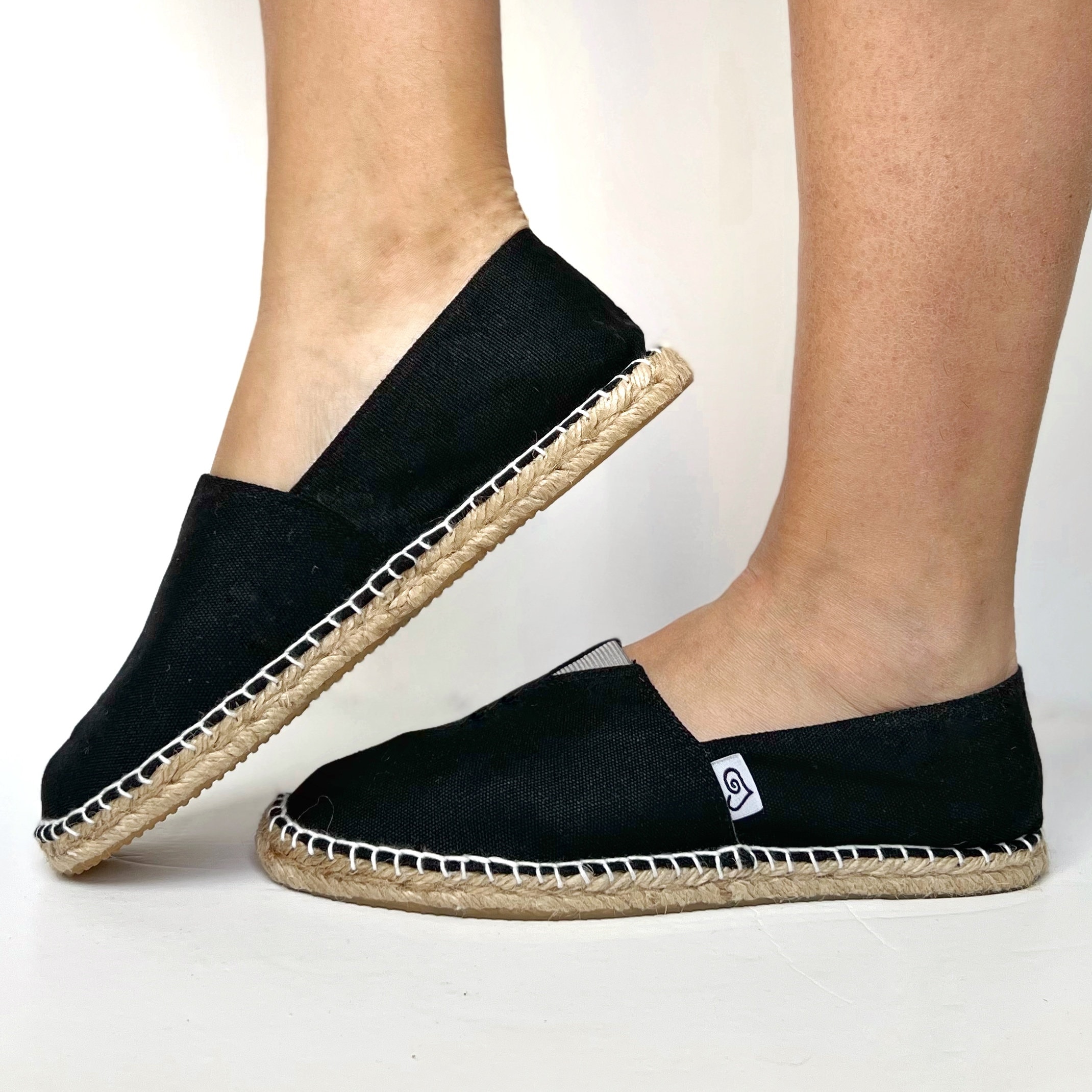 Lolalu Women's Black Spanish Espadrilles Flat Shoes | Hand Stitched Designed in Spain