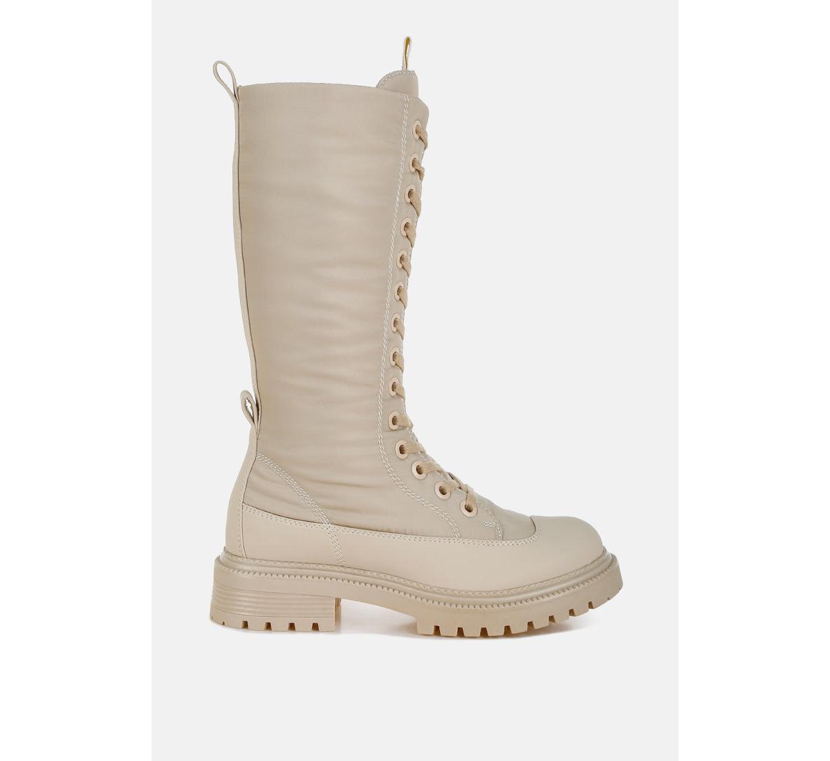 London Rag Argi Anti-Skid Lace-Up Combat Boots - Beige