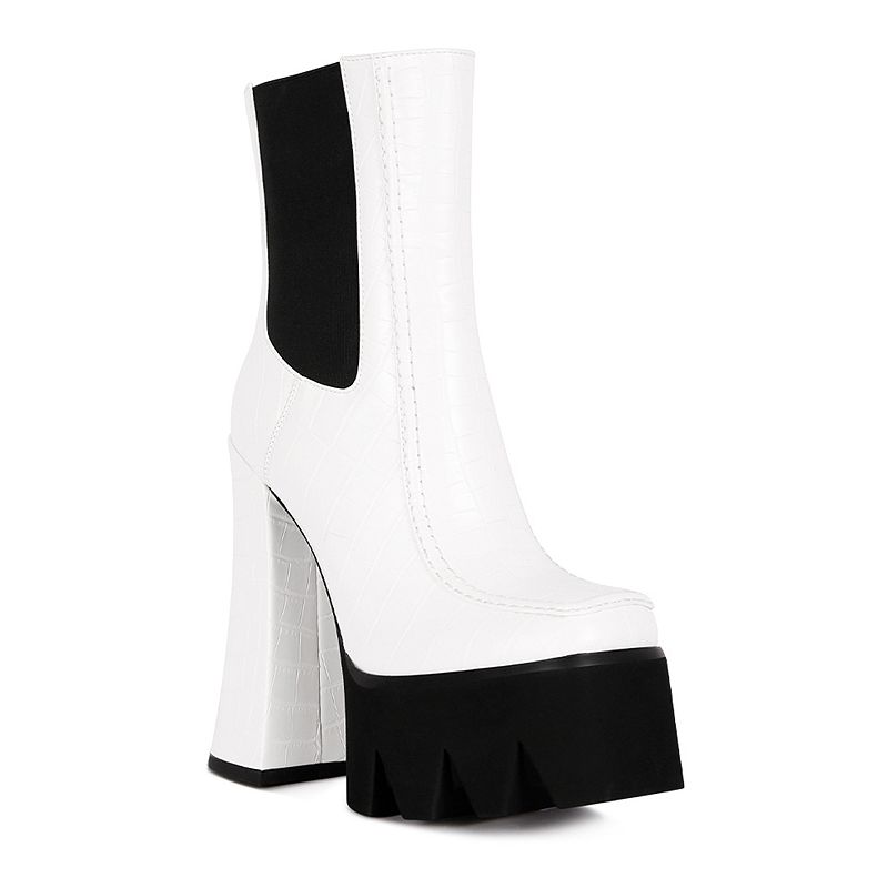 London Rag Bounty Women's Heeled Chelsea Boots, Size: 9, White