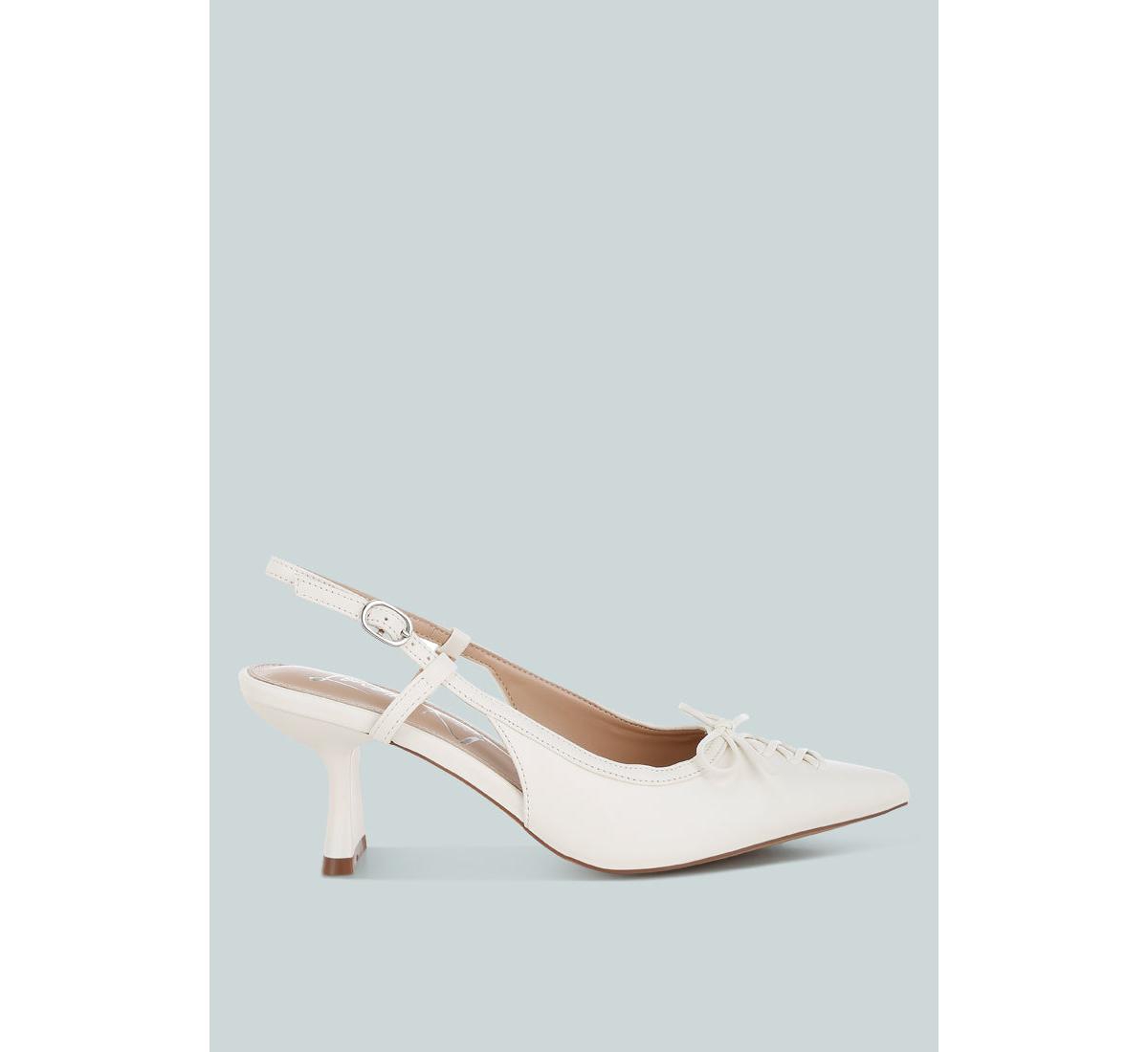 London Rag Danvers Kitten Heel Pointy Slingbacks - White