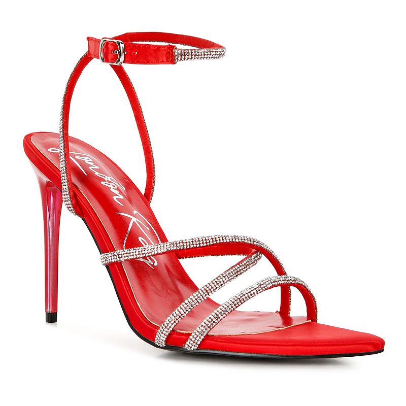 London Rag Dare Me Women's Embellished Stiletto Sandals, Size: 6, Red