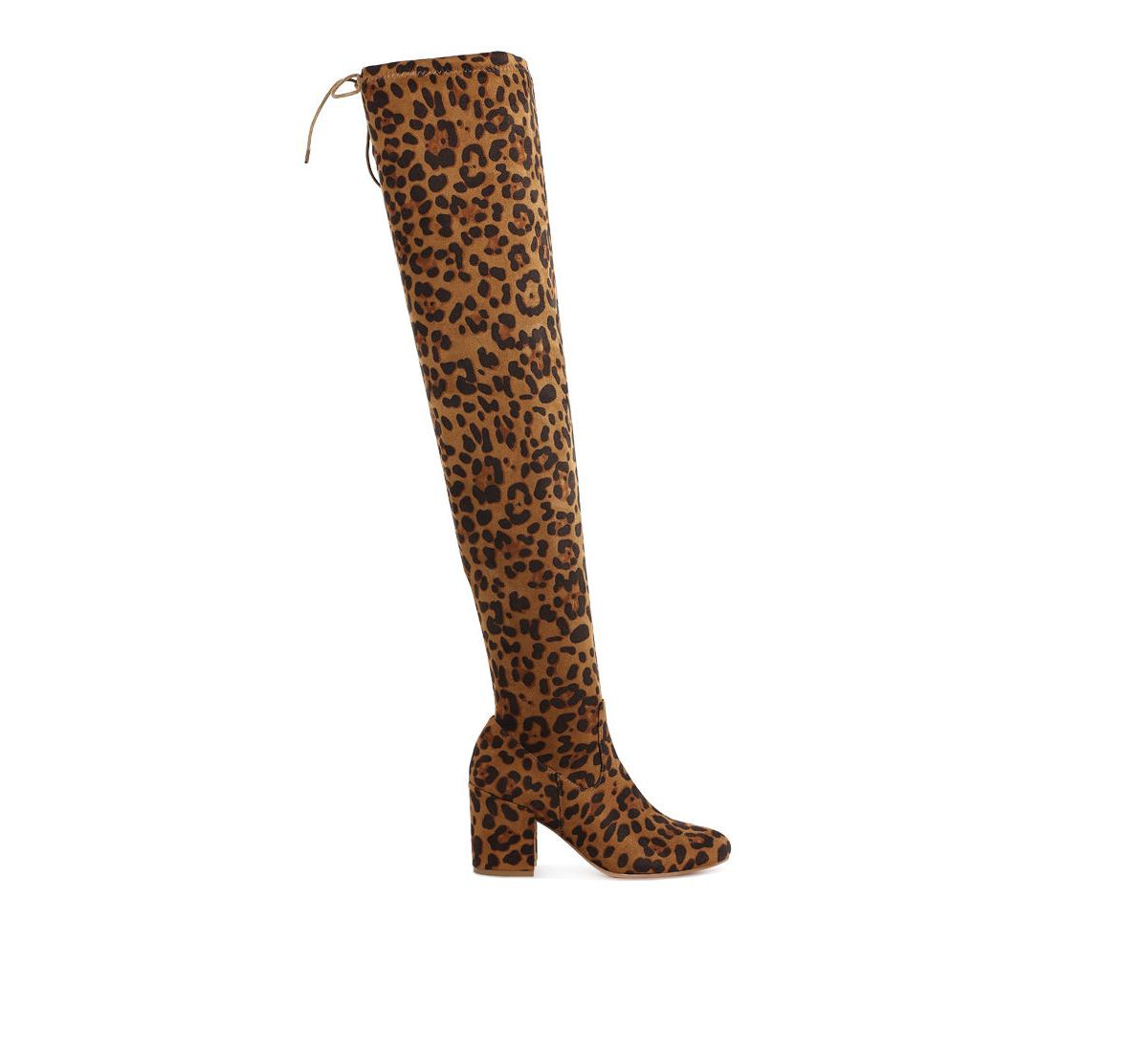 London Rag Liama Minimal Drawstring Detail Knee-High Boots - Leopard