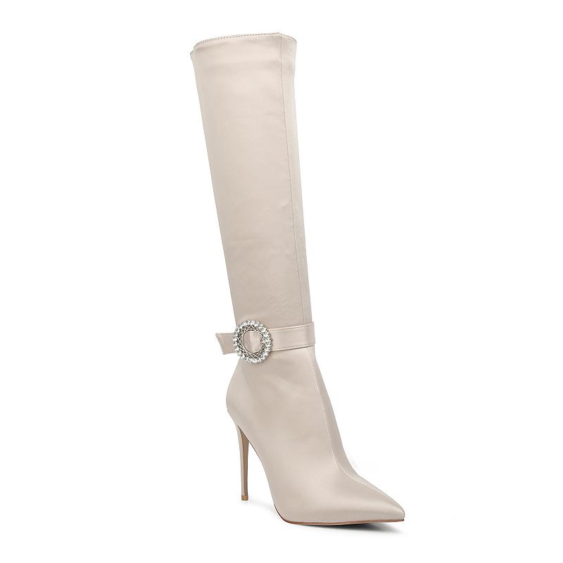 London Rag Lovestruck Women's Stiletto Knee-High Boots, Size: 9, Beige