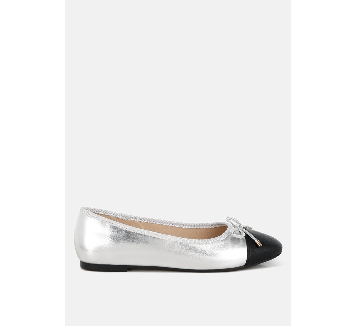 London Rag Minato Two Tone Ballet Flats - Silver