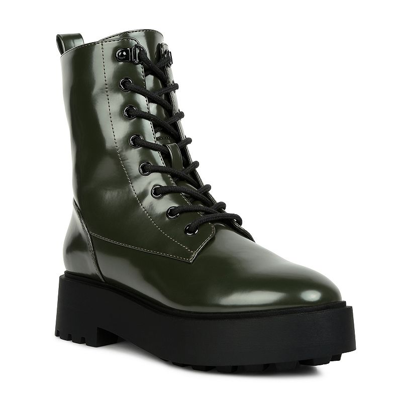 London Rag Molsh Women's Combat Boots, Size: 8, Dark Green