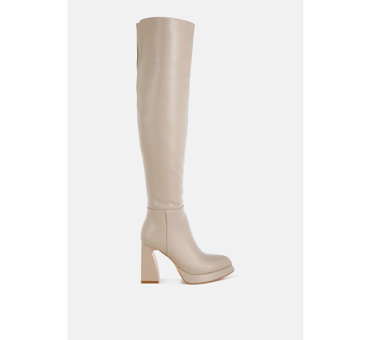 London Rag Nenana Faux Leather Knee-High Boots - Beige