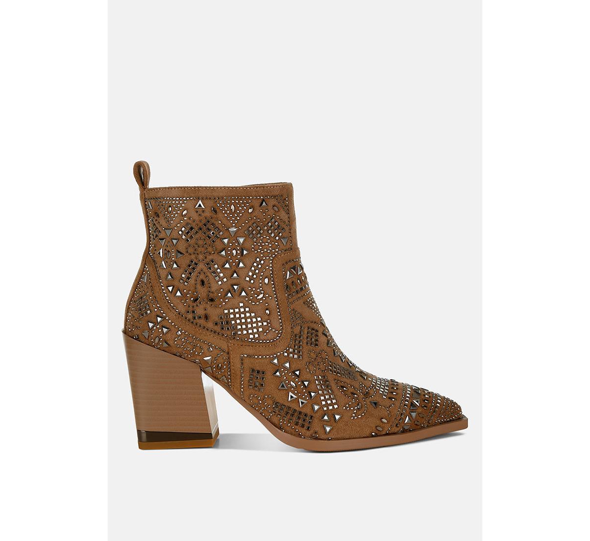 London Rag Omishi Stud Embellished Ankle Boots - Beige