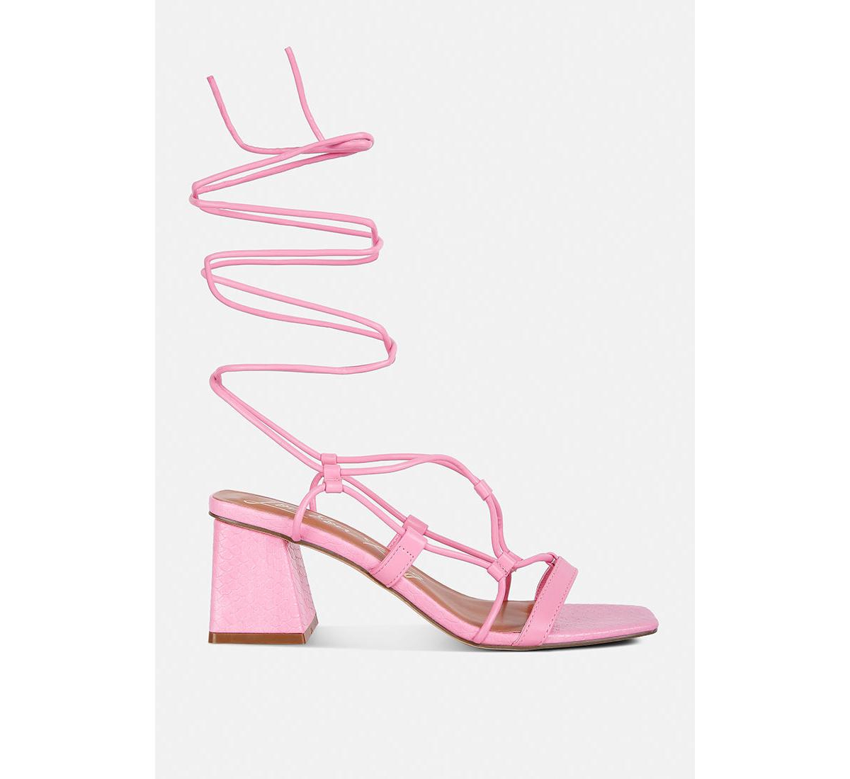 London Rag Provoked Lace Up Block Heeled Sandals - Pink