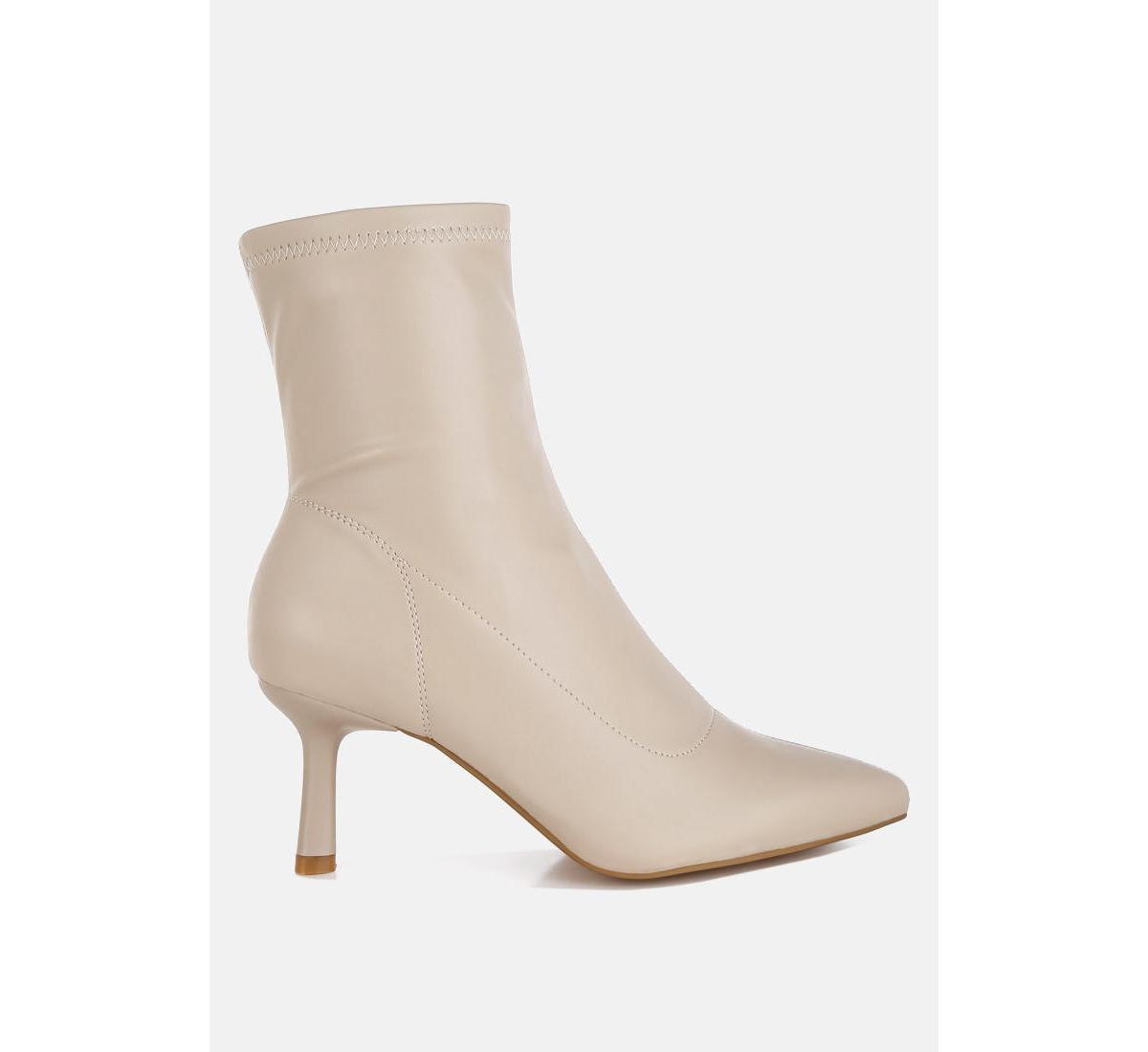 London Rag Pumila Stiletto Heel Sock Boots - Beige