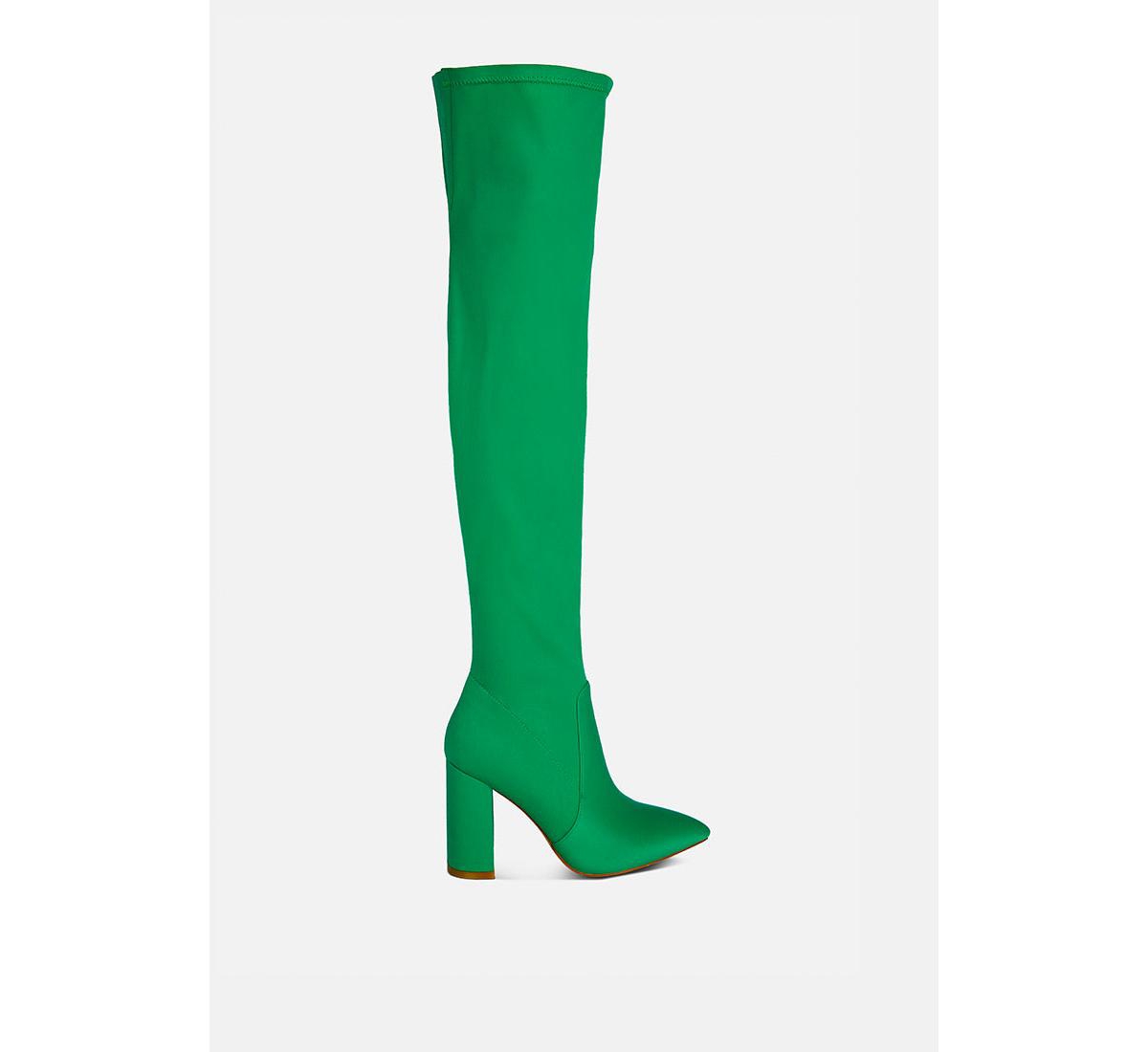 London Rag Schiffer High Block Heeled Long Boot - Green