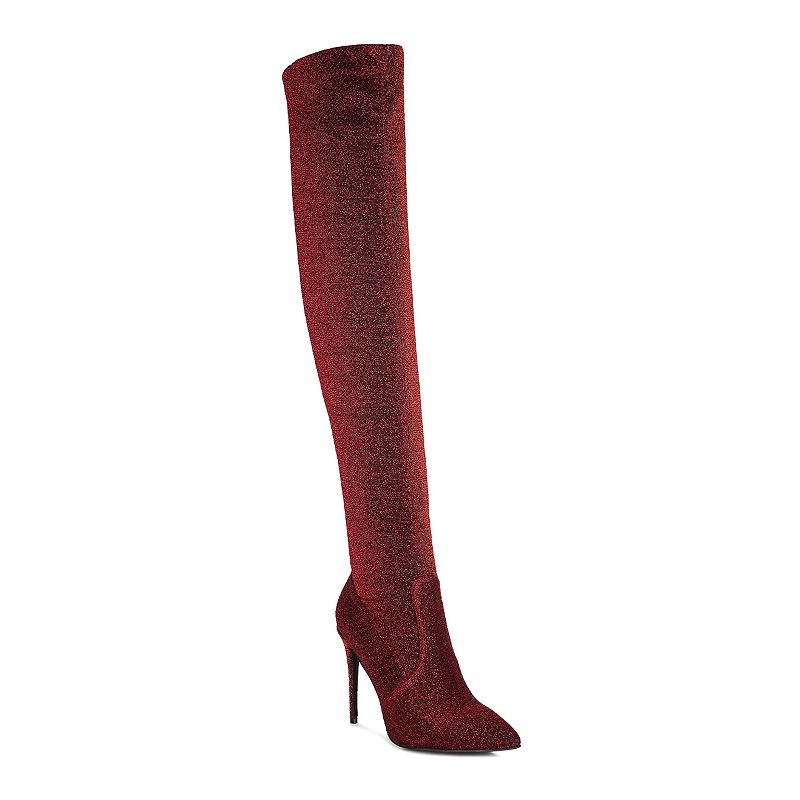 London Rag Tigerlily Women's High Heel Over-The-Knee Boots, Size: 9, Red