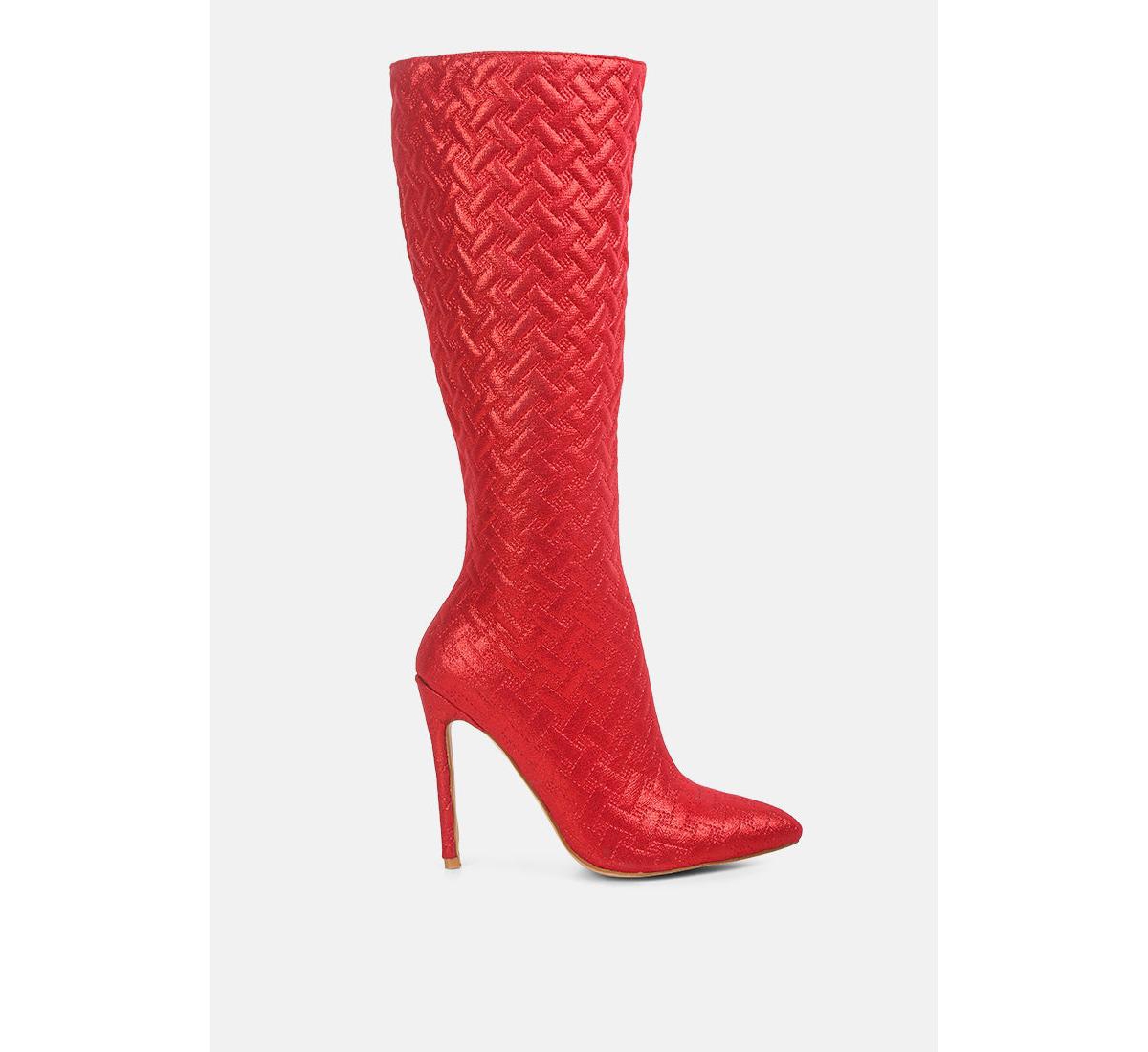 London Rag Tinkles Embossed High Heeled Calf Boots - Red