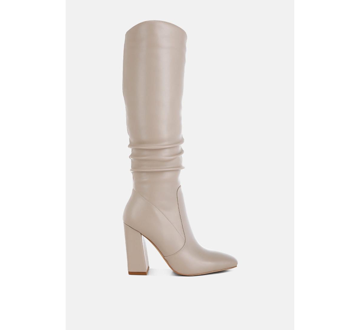 London Rag Yanir Slouchy Shaft Knee-High Boots - Beige