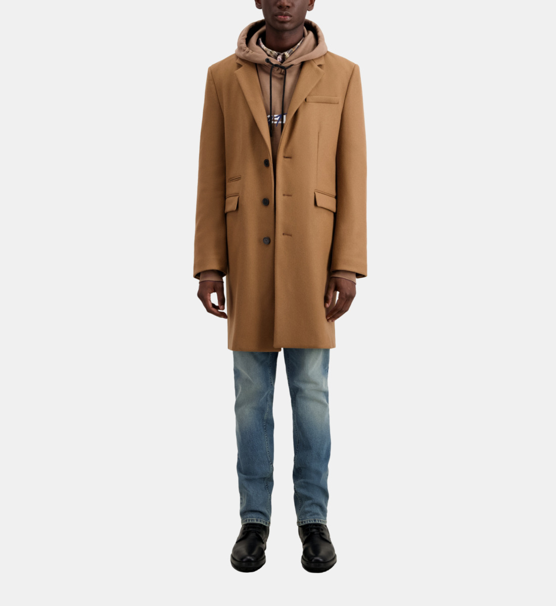 Long Camel Coat In Wool Blend