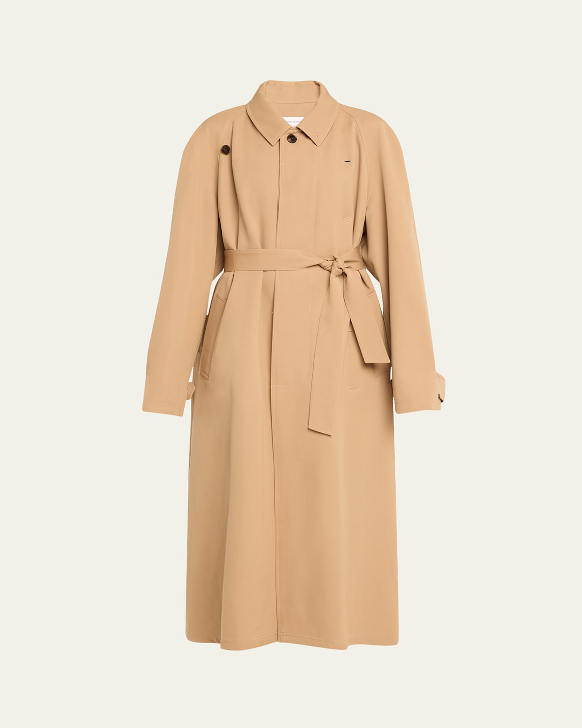 Long Pinched Oversized Wool Trench Coat