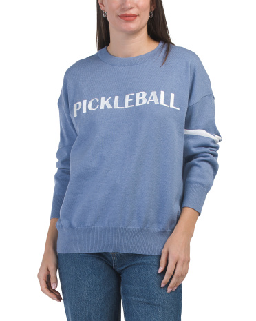 Long Sleeve Pickleball Embroidered Sweatshirt for Women | Polyester/Rayon/Nylon