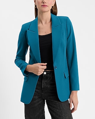 Long Slim Cropped Business Blazer Green Women's XS