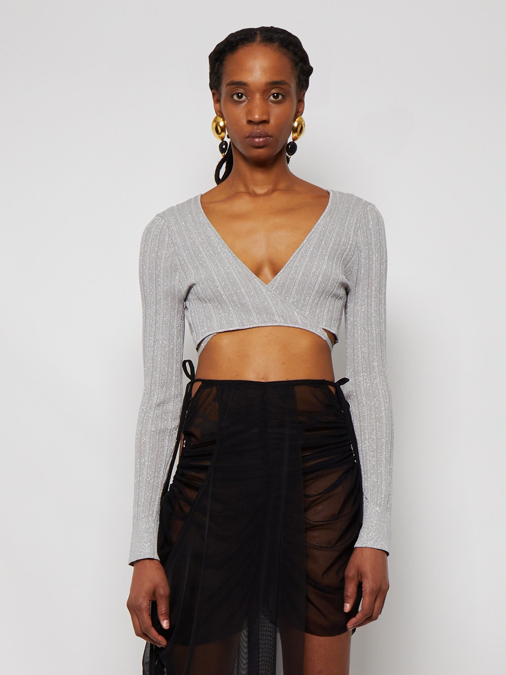 Long-sleeve Peephole Crop Top