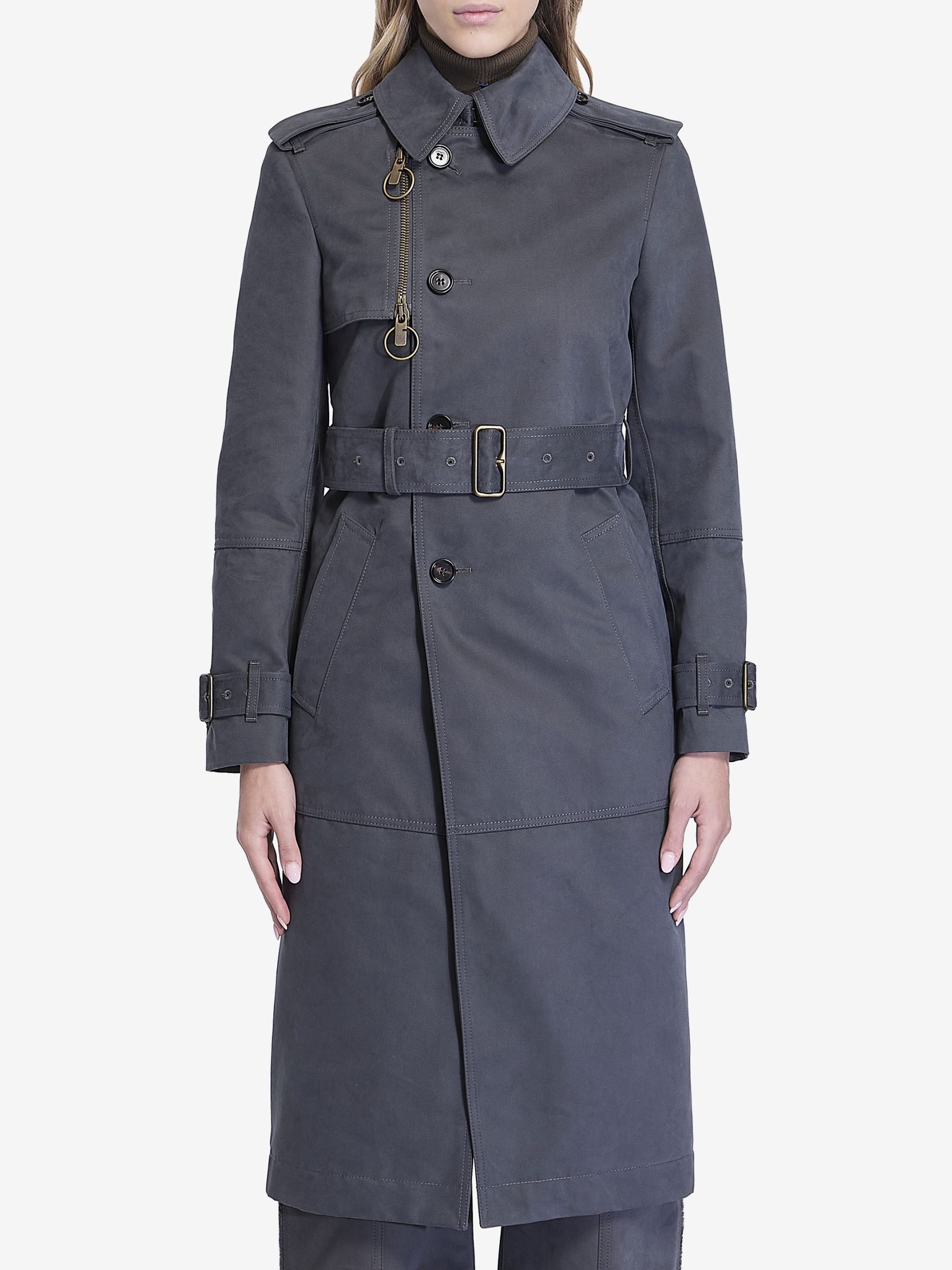 Long trench coat in cotton and nylon