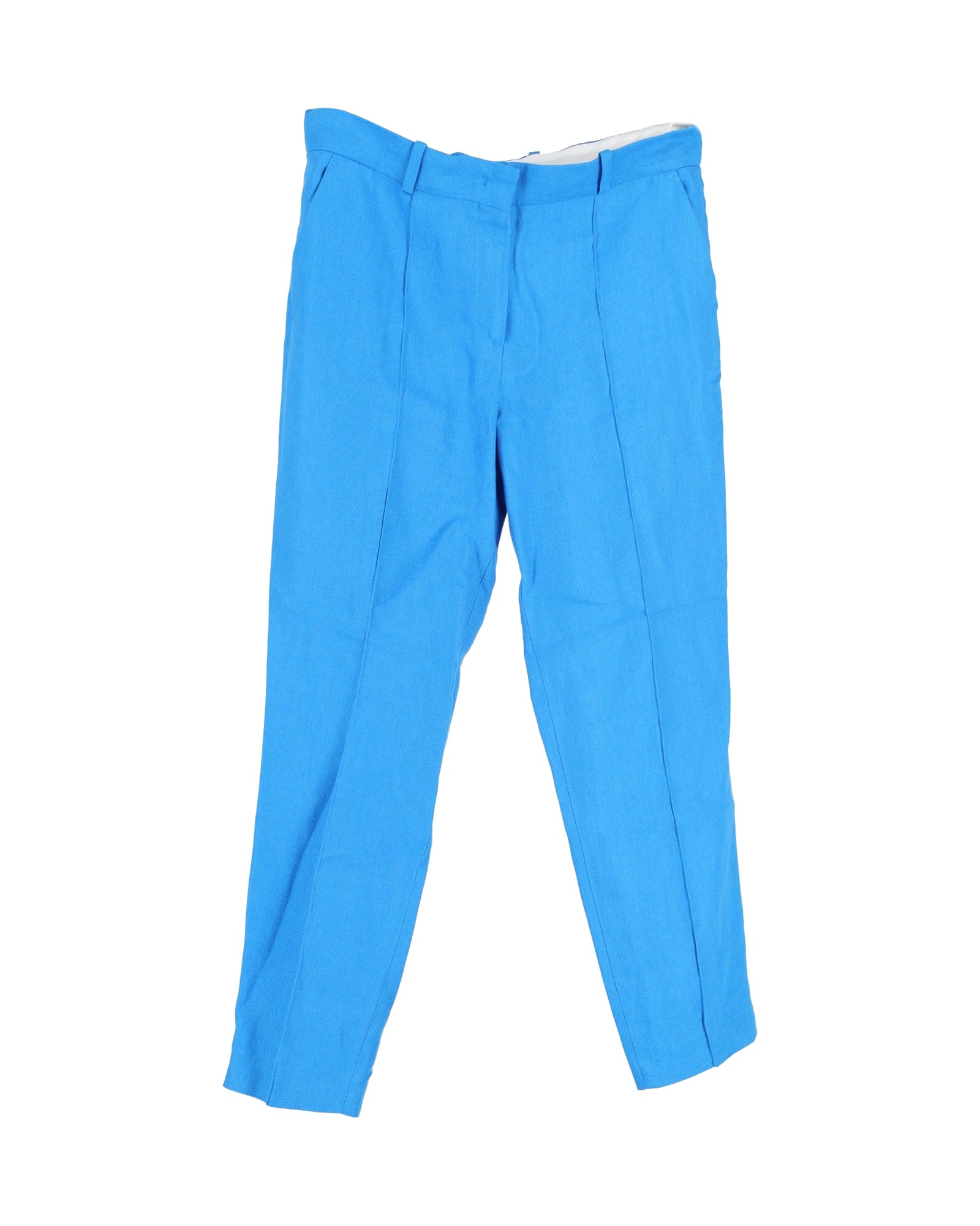 Loro Piana Straight-Leg Trousers in Blue Linen