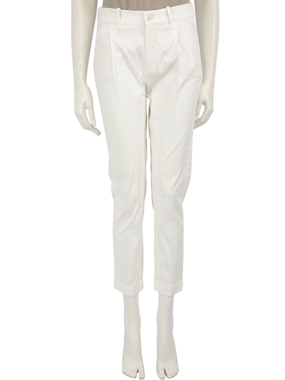 Loro Piana White Slim Leg Tailored Trousers