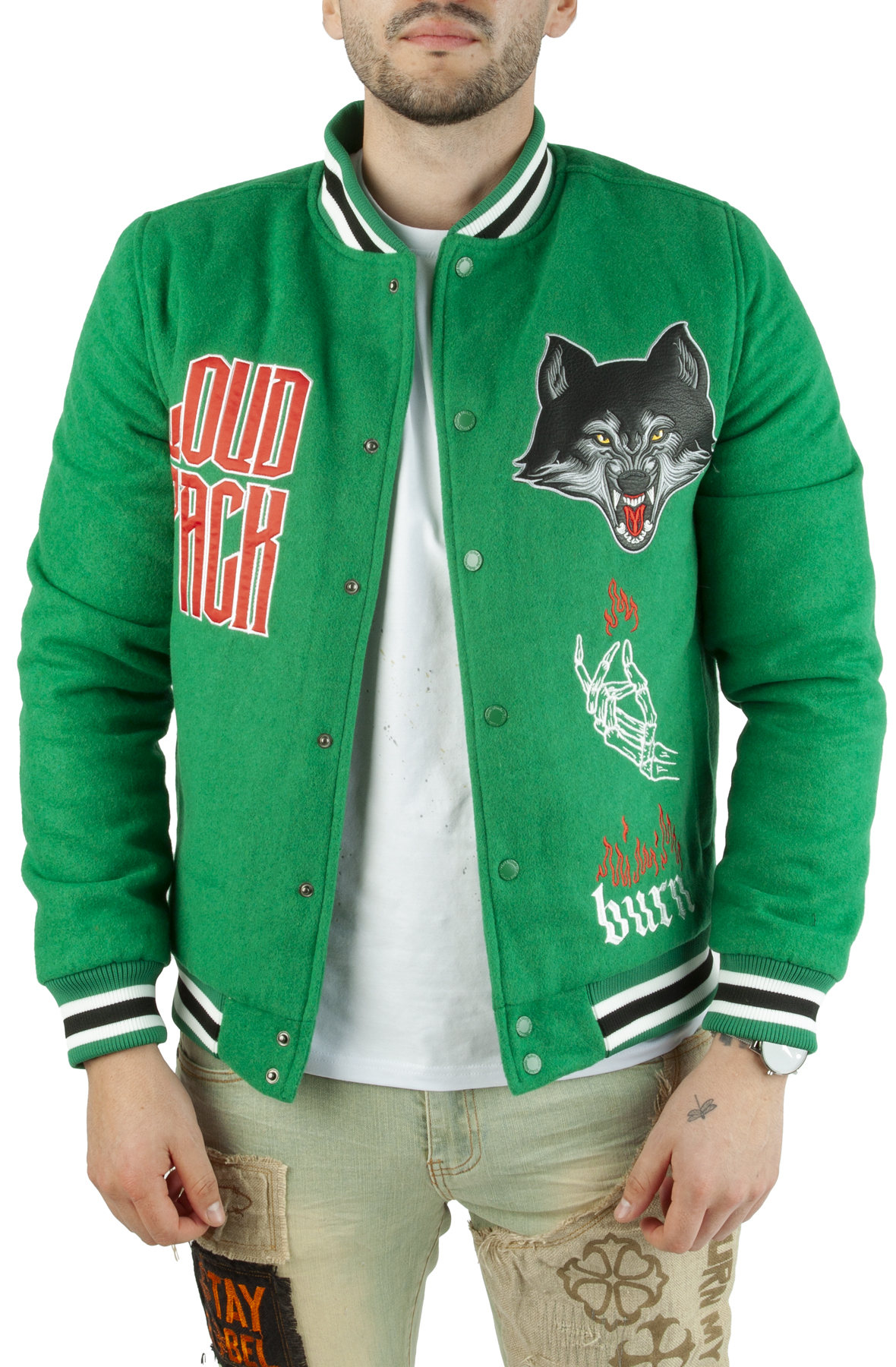 Loud Pack Varsity Jacket Green/Black